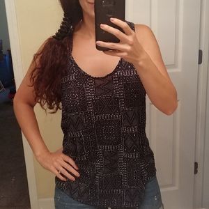 💥SOLD💥 Navy Blue Patterned Slub Tank